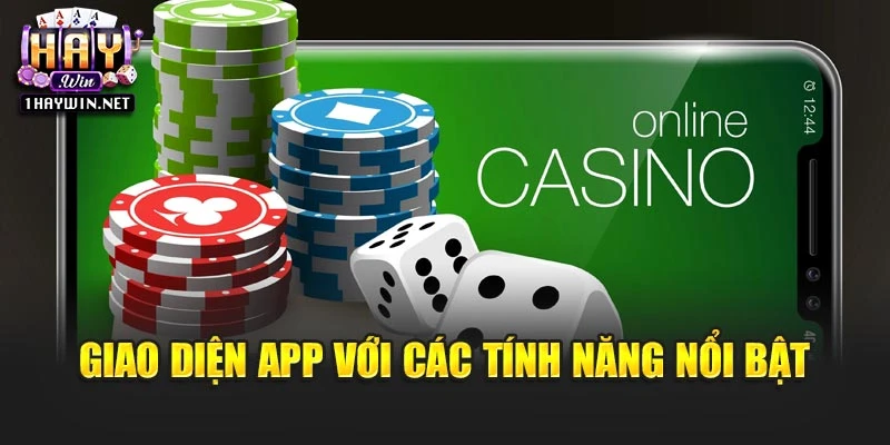 Giao diện app với các tính năng nổi bật